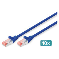 DIGITUS CAT 6 S/FTP Patchkabel, 10 Stück, 0,25m, blau