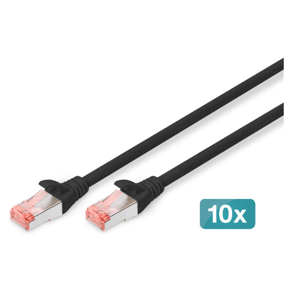 DIGITUS CAT 6 S/FTP Patchkabel, 10 Stück, 3m, schwarz