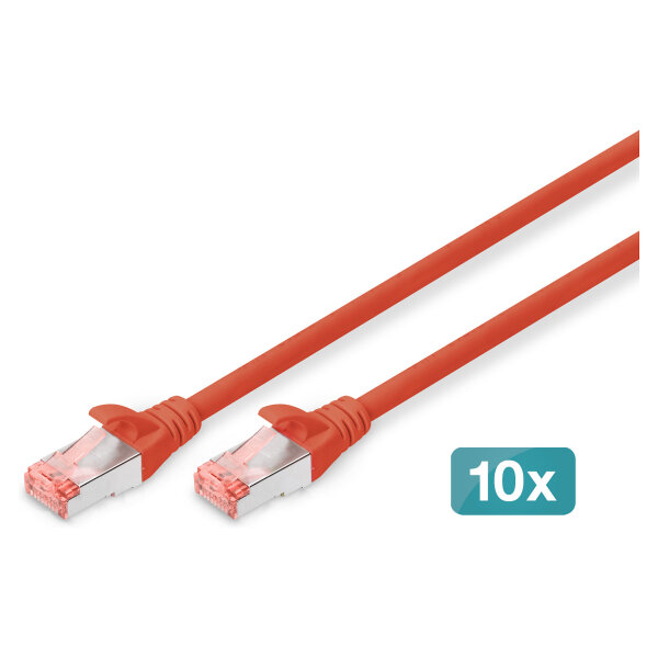 DIGITUS CAT 6 S/FTP Patchkabel, 10 Stück, 2m, rot