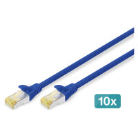 DIGITUS CAT 6A S/FTP Patchkabel, 10 Stück, 0,25m, blau