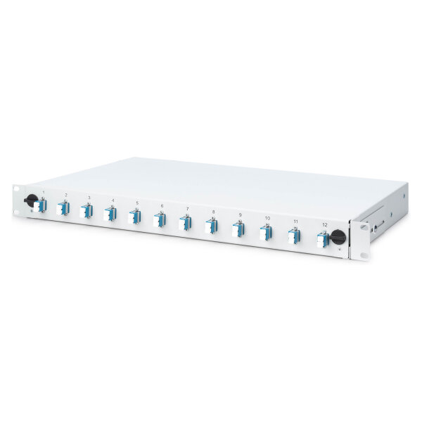 DIGUTUS LWL Spleißbox 1HE bestückt 12x LC DX OS2 grau