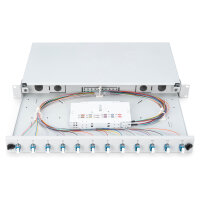 DIGUTUS LWL Spleißbox 1HE bestückt 12x LC DX OS2 grau
