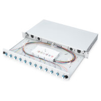DIGUTUS LWL Spleißbox 1HE bestückt 12x LC DX OS2 grau