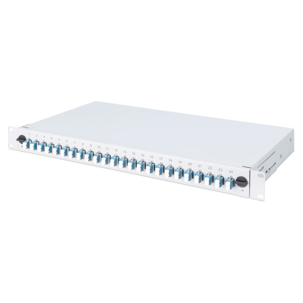 DIGITUS LWL Spleißbox 1HE bestückt 24x LC DX OM4 grau