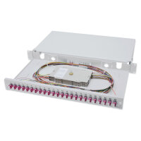 DIGITUS LWL Spleißbox 1HE bestückt 24x LC DX OM4 grau