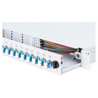 DIGITUS LWL Spleißbox 1HE bestückt 24x LC DX OM4 grau
