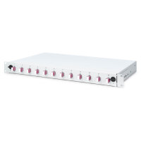 DIGITUS LWL Spleißbox 1HE bestückt 12x LC DX OM4 grau