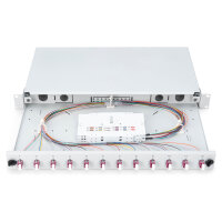 DIGITUS LWL Spleißbox 1HE bestückt 12x LC DX OM4 grau