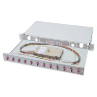 DIGITUS LWL Spleißbox 1HE bestückt 12x LC DX OM4 grau