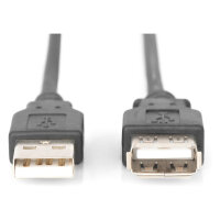 DIGITUS USB 2.0 Verlängerungskabel Typ A -A St/Bu 1.8m schw