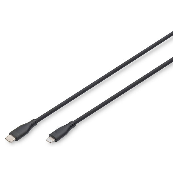 DIGITUS USB 2.0 Kabel Typ C-Lightning Silikon 2m MFI schwarz