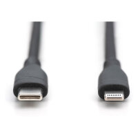 DIGITUS USB 2.0 Kabel Typ C-Lightning Silikon 2m MFI schwarz