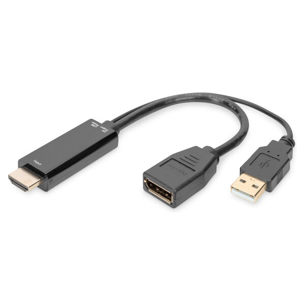DIGITUS 4K HDMI Adapter - HDMI auf DisplayPort 0,2m schwarz