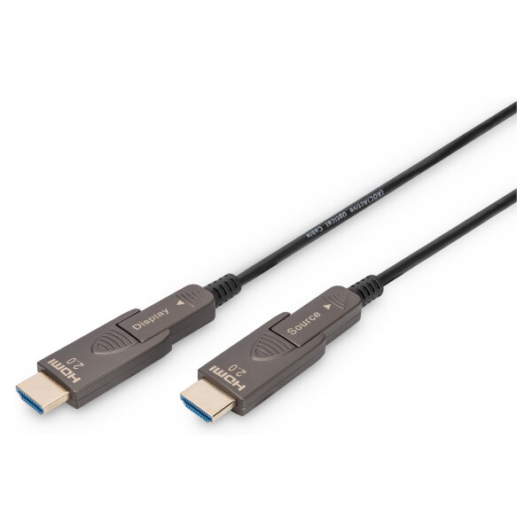 DIGITUS HDMI AOC Hybrid Glasfaserkabel 4K abnehmbar 15m schw