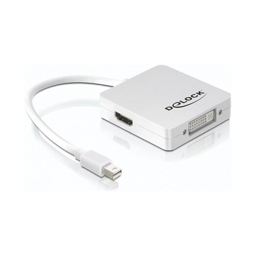 DELOCK Adapter mini Displayport 1.1 Stecker > Displayport / HDMI / DVI Buchse Passiv weiss