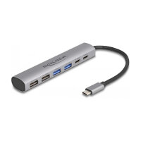 DELOCK 6 Port USB Hub mit 4 x USB Typ-A Buchse und 2 x...