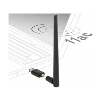 DELOCK USB 3.0 Dualband WLAN ac/a/b/g/n Stick 867 + 300 Mbps mit externer Antenne