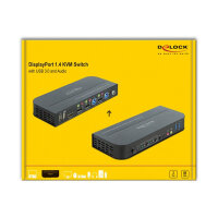 DELOCK DisplayPort 1.4 KVM Switch 8K 30Hz mit USB 3.0 und Audio
