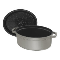 Staub La Cocotte 29cm oval Graphit-grau. Gusseisen