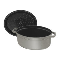 Staub La Cocotte 31cm oval Graphit-grau. Gusseisen