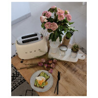 SMEG Toaster 2-Schlitz kompakt 50s Style TSF01CREU, Creme, Hochglanz