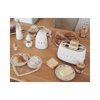 SMEG Toaster 2-Schlitz kompakt 50s Style TSF01CREU, Creme, Hochglanz