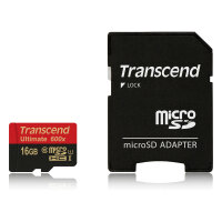 CARD microSD Card 16GB Transcend SDHC UHS1 600x w/Adap.