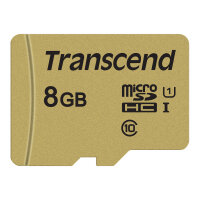 CARD microSD Card 8GB Transcend SDHC USD500S w/Adapter
