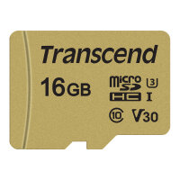 CARD microSD Card 16GB Transcend SDHC USD500S w/Adapter