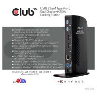 Club3D 4K Dockingstation 60Hz USB3 ->6xUSB3/2xDP/LAN/Audio black