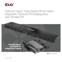 Club3D 4K ChargingDock USB-C ->6xUSB3/DP/2xHDMI/LAN 120W