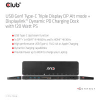 Club3D 4K ChargingDock USB-C ->6xUSB3/DP/2xHDMI/LAN 120W