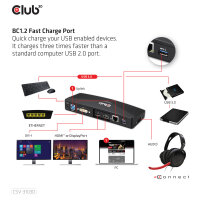 Club3D 4K Dockingstation USB3 ->3xUSB3/HDMI/DP/DVI/ black