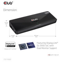 Club3D 4K Dockingstation USB3 ->3xUSB3/HDMI/DP/DVI/ black