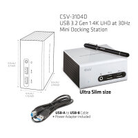Club3D 4K Mini-Dockingst USB3 ->4xUSB3/HDMI/DVI/LAN silber