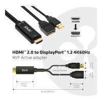 Club3D Adapter HDMI 2.0 > DP 1.2 4K60Hz HDR aktiv...