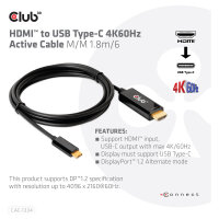 Club3D HDMI-Kabel A -> USB-C aktiv 4K60Hz 1.8m retail