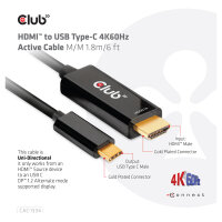 Club3D HDMI-Kabel A -> USB-C aktiv 4K60Hz 1.8m retail