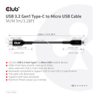 Club3D Kabel USB 3.2 Typ C <> Micro USB 1m St/St