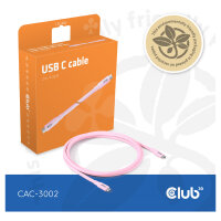 Club3D Lifestyle USB-C Kabel PD 240W.20Gbps 2m pink St/St