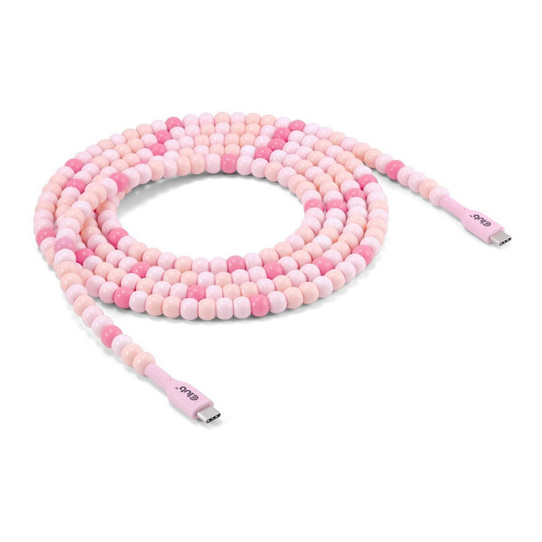 Club3D Lifestyle USB-C Perlen-Kabel PD60W.480Mbps 2m rosa