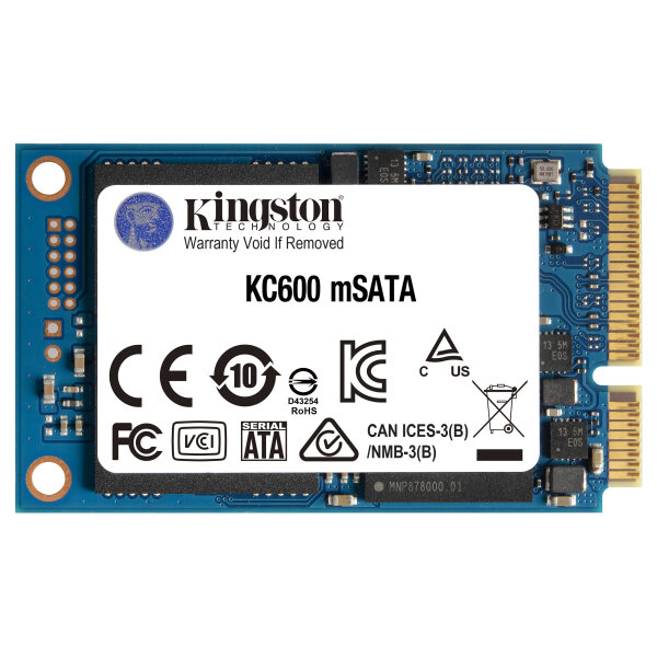 Kingston KC600 - verschlüsselt - 256 GB - intern - mSATA - SATA 6Gb/s - 256-Bit-AES - TCG Opal Encryption. Self-Encrypting Drive (SED)