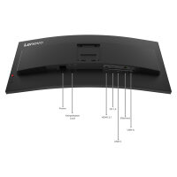 86,4cm/34" (3440x1440) Lenovo ThinkVision T34WD-40 21:9 WQHD VA Curved 4ms 120Hz HDMI DisplayPort USB-C USB-A RJ45 VESA Kensington
