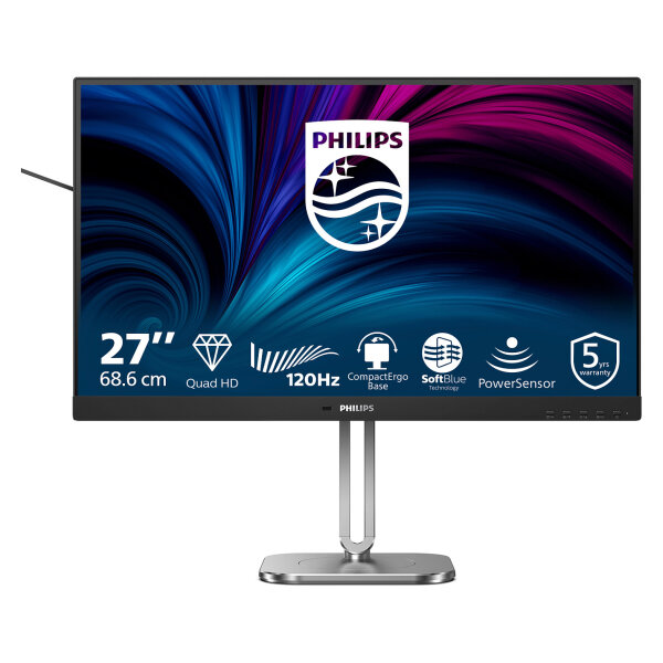 PHILIPS 68,58cm 27Z 2560x1440 120Hz IPS Flat H/A 150 MM TUV EyeSafe certified USB HUB SPEAKERS Power/Light sensor DP 2xHDMI 350cd/m2