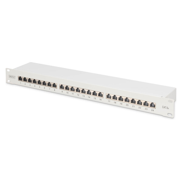 DIGITUS Patchpanel 1HE 24-Port Cat6a geschirmt lichtgrau