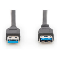 DIGITUS USB 3.0 Verlängerungskabel Typ A -A St/Bu 1.8m, sw