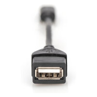DIGITUS USB 2.0 Adapter OTG, Typ Mini B - A St/Bu 0,2m