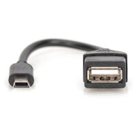 DIGITUS USB 2.0 Adapter OTG, Typ Mini B - A St/Bu 0,2m