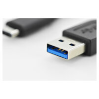 DIGITUS USB 3.0 Anschlusskabel Typ C -A St/St 1.0m, sw