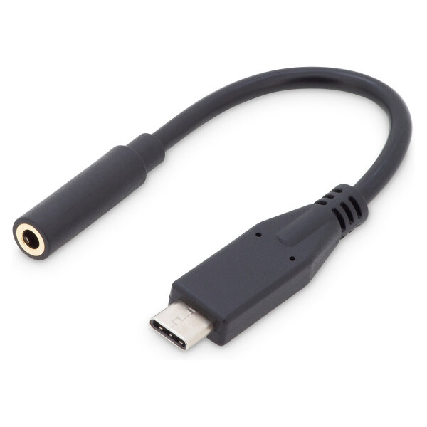 DIGITUS USB C Audio Adapterkabel Typ C -Klinke St/Bu 0,2m,sw